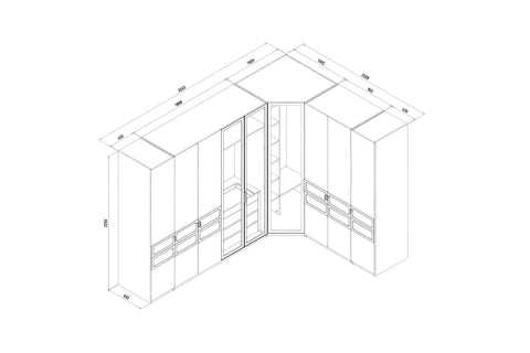 Dante 5 Kapılı Köşe Dolap