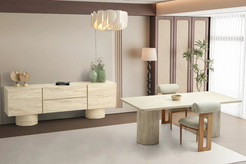 Traverten Kaplamalı Masa